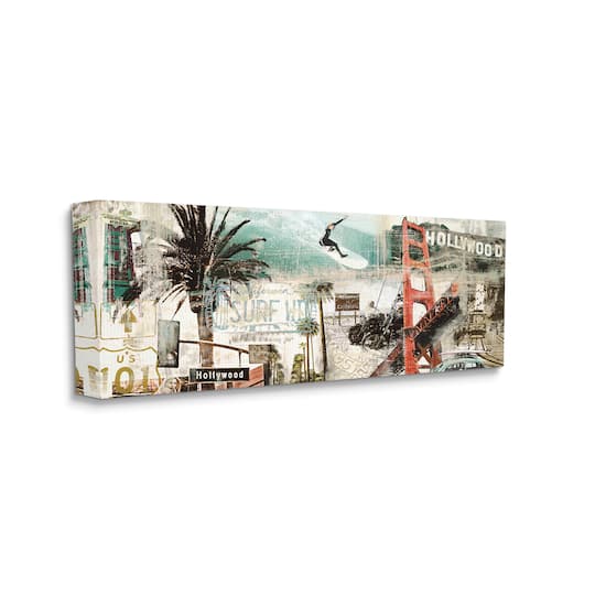 Stupell Industries Vintage California Collage Urban City Landmarks Canvas Wall Art